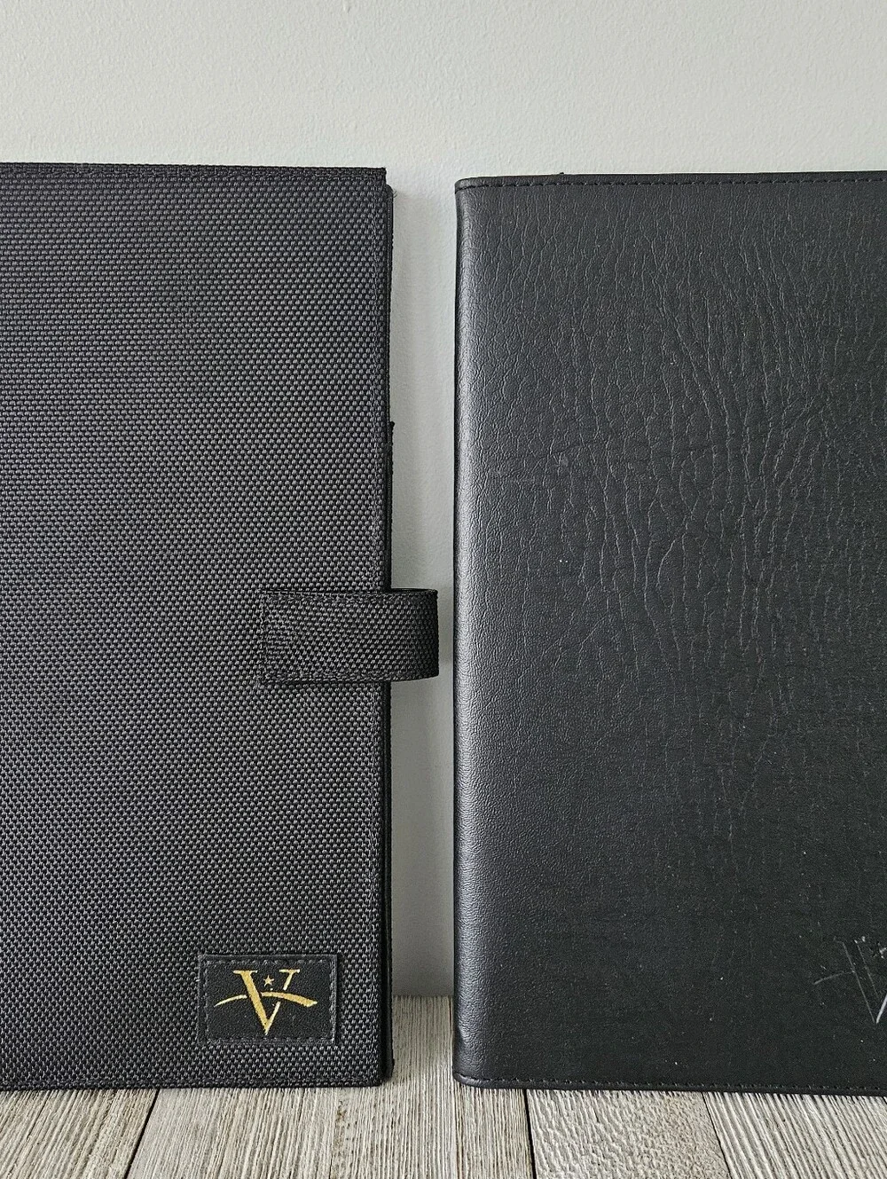 Pair of Vantqge Deluxe World Travel Black Document Passport Folder Holder Set ea